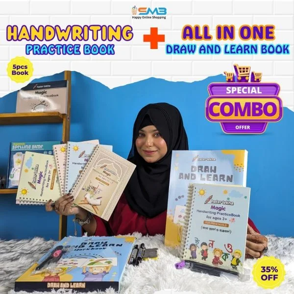 5pcs Medium Book with Draw & Learn Book- Combo Pack